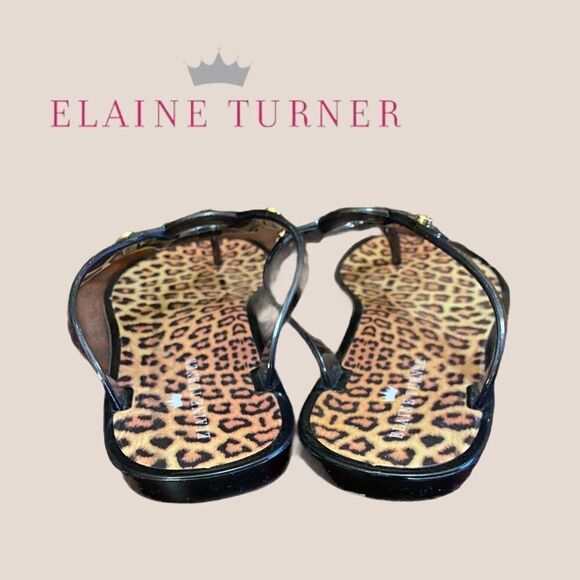 Elaine Turner Cheetah Thong Sandals 8 - Picture 4 of 5